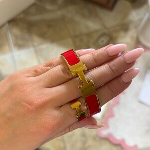 Knock-off Hermes Gold and Red Ring and Bracelet